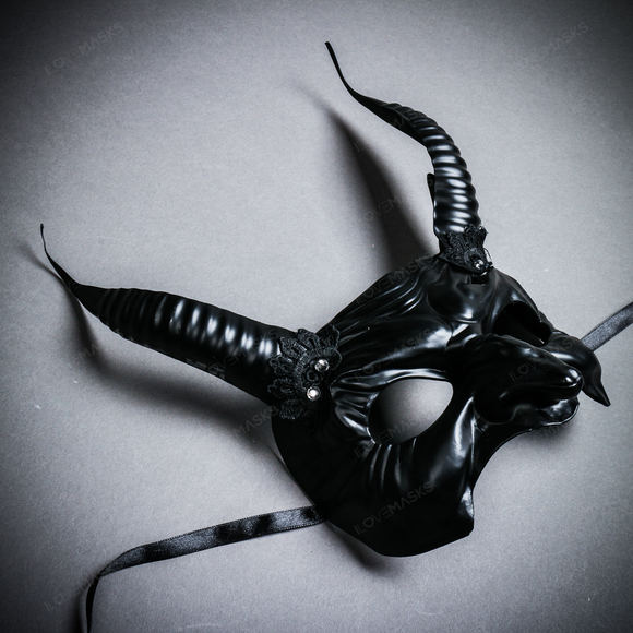 Goblin Devil Long Horn Eyes Mask - Black - Picture 4 of 10